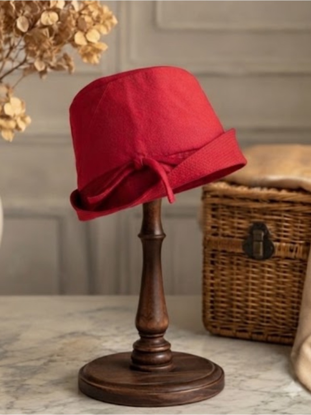 Vintage Estelle Cranberry Red Cloche Bucket Hat